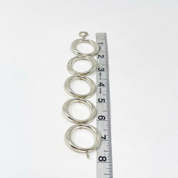 Vintage K&L 835 Silver Modernist Chunky Circle Link Bracelet German Mid Century - Picture 2 of 9